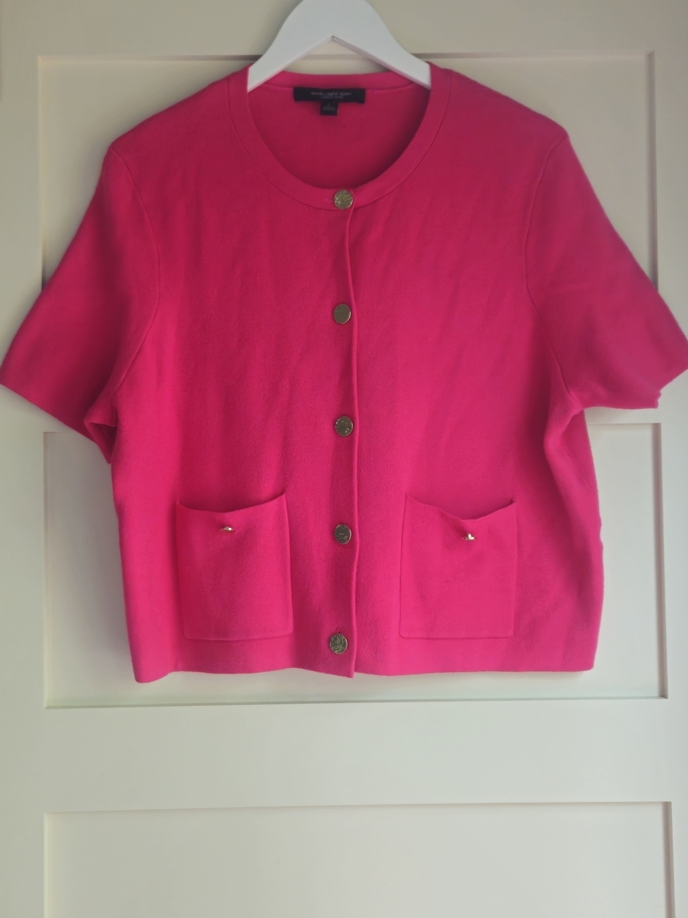 Marc New York Pink Short Sleeve Button Cardigan Sz L.